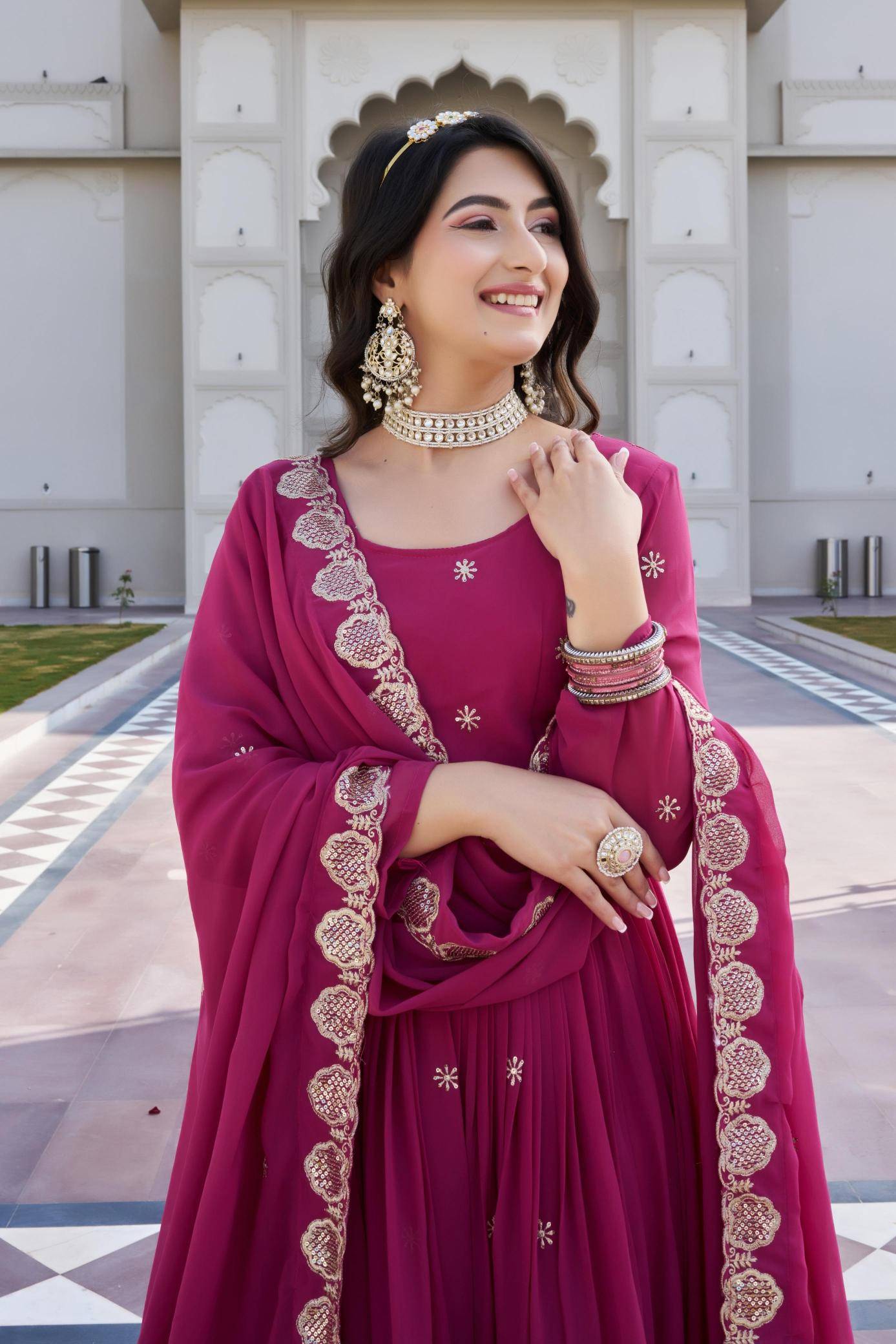 Launching New Festival Ram-0153 Georgette Pink Wholesale best lehengha choli supplier in india